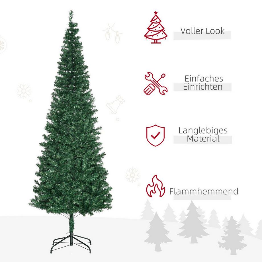 Northio Albero di Natale 2,1 m Albero di Natale con supporto abete artificiale 631 rami smontabili PVC verde Ø81 x 210 cm  