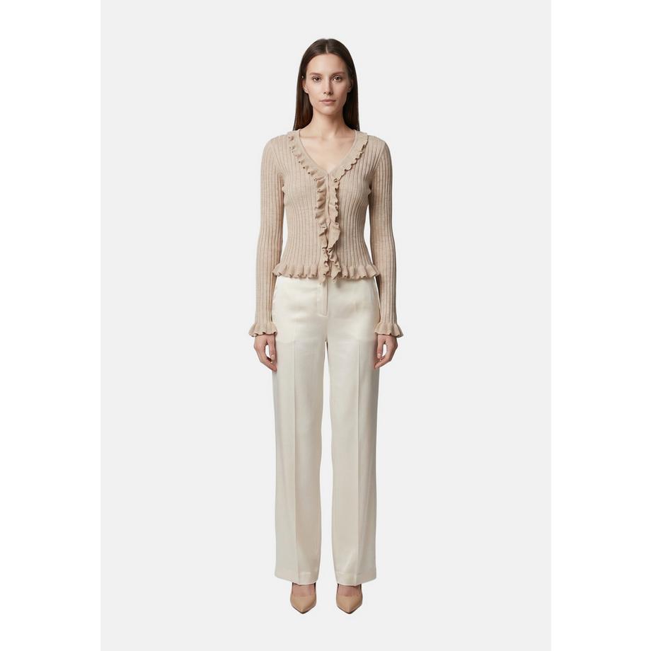 Roberta Rossi Cardigan a maglia costata con volant  