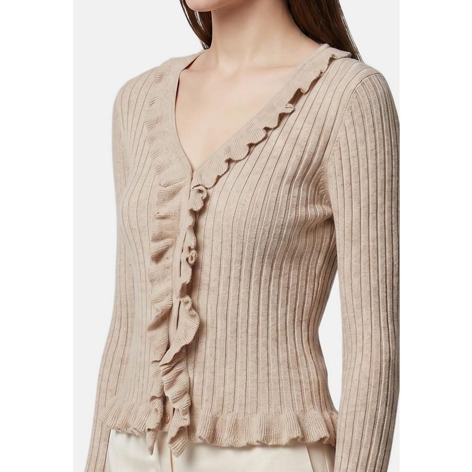 Roberta Rossi Cardigan a maglia costata con volant  
