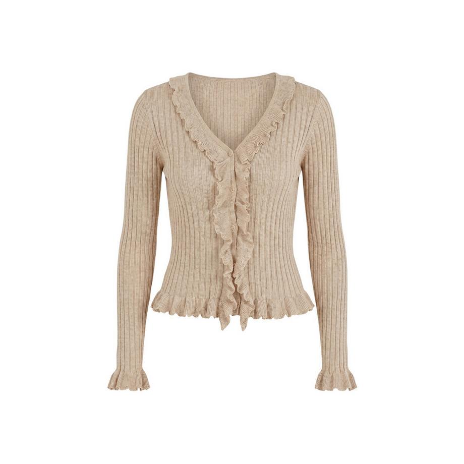 Roberta Rossi Cardigan a maglia costata con volant  