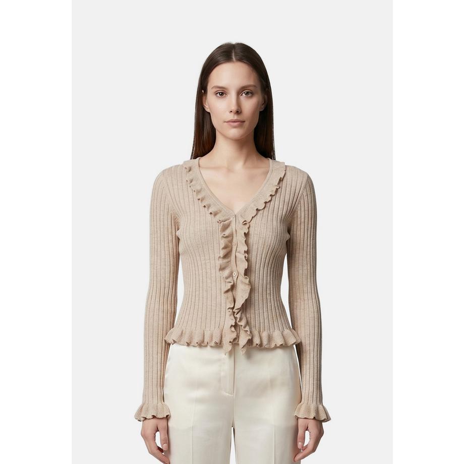 Roberta Rossi Cardigan a maglia costata con volant  
