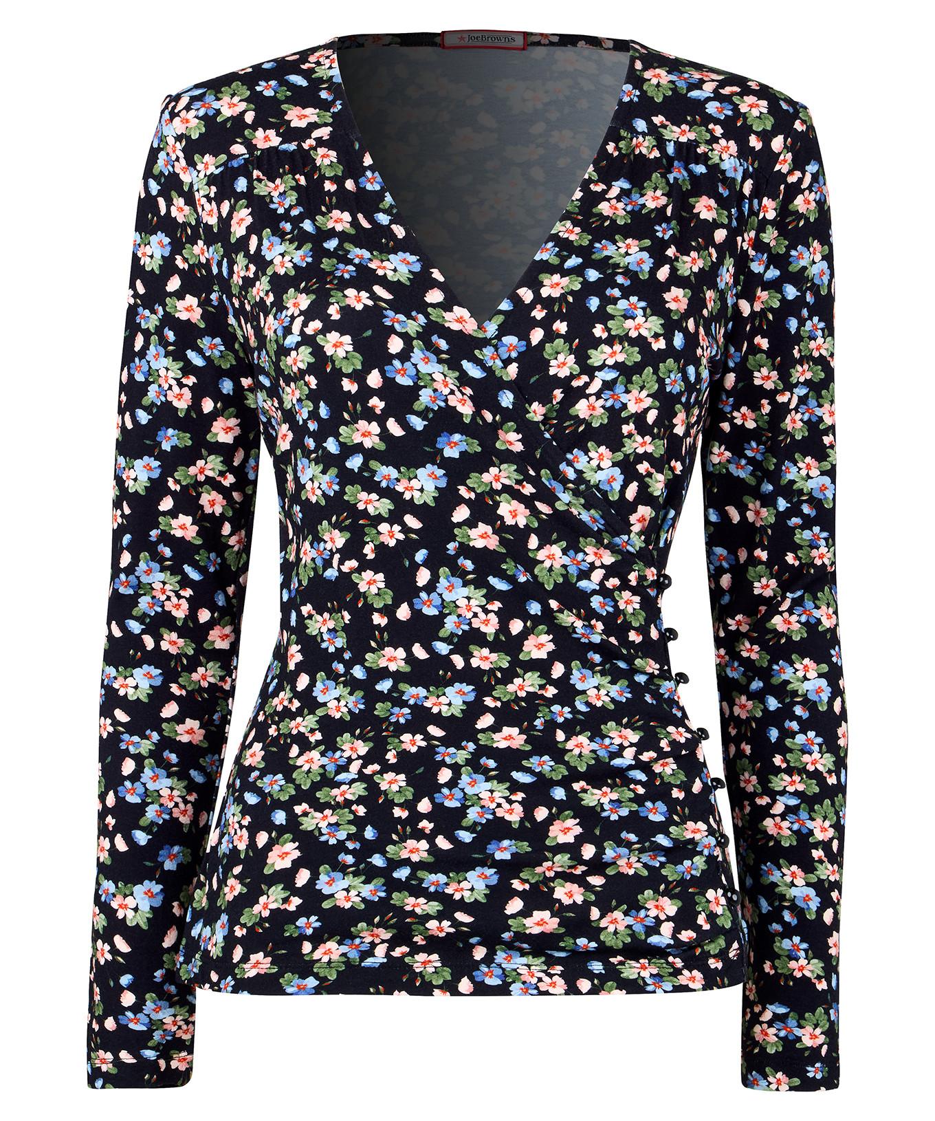 Joe Browns Jersey Wickelshirt mit Blumenmuster und Schalkragen  