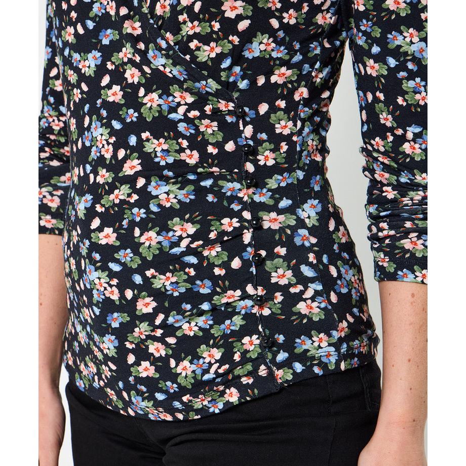 Joe Browns Jersey Blumenmuster Schalkragen Wickelshirt  