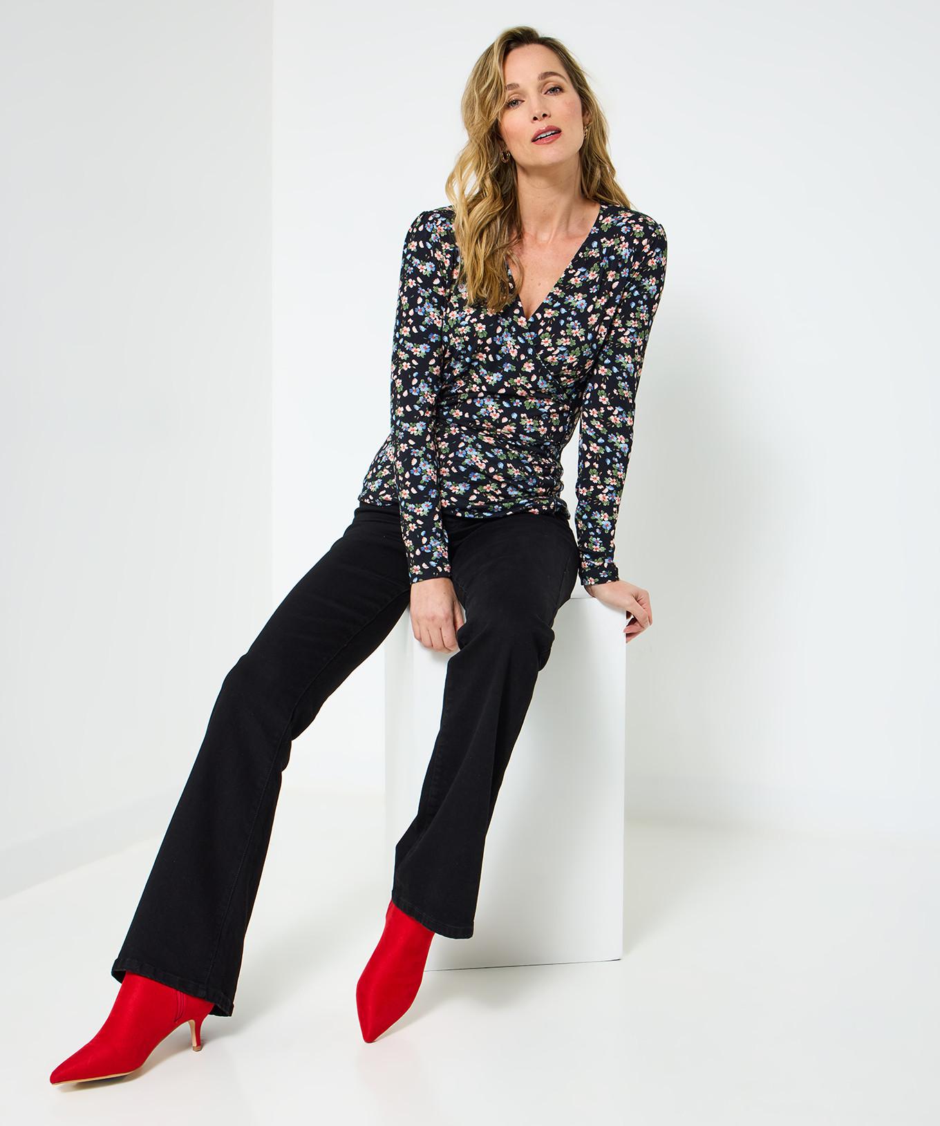 Joe Browns Jersey Wickelshirt mit Blumenmuster und Schalkragen  