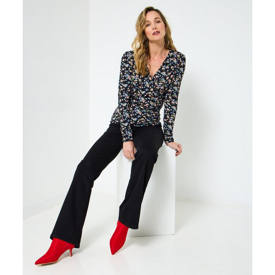 Joe Browns Jersey Blumenmuster Schalkragen Wickelshirt  