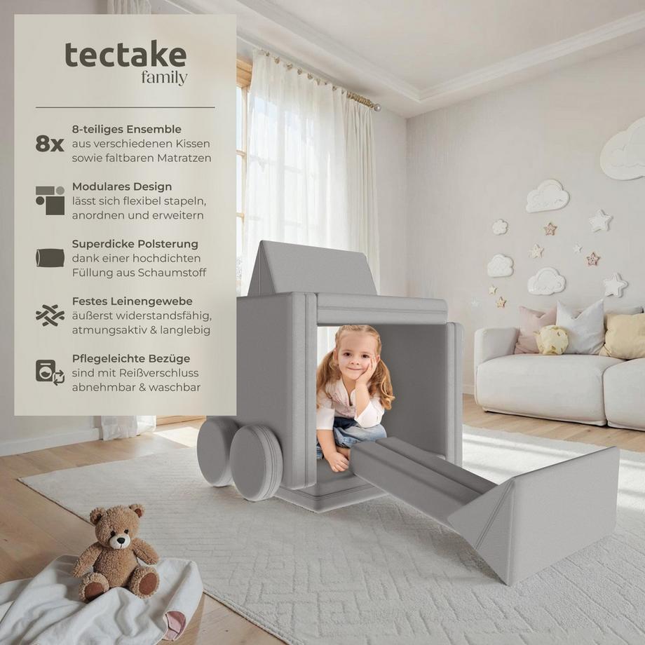 Tectake Divano da gioco Lilly 8 pezzi, disposizione flessibile  