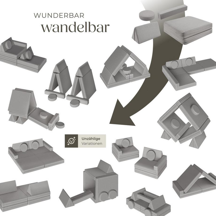 Tectake Divano da gioco Lilly 8 pezzi, disposizione flessibile  