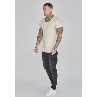 Sik Silk  T-shirt Muscle Fit T-Shirt in Ecru 