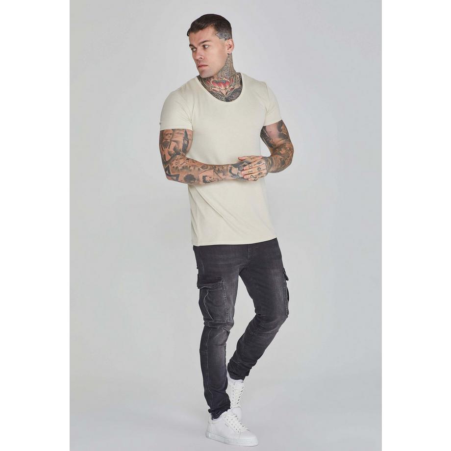 Sik Silk Muscle Fit T-Shirt Ecru  