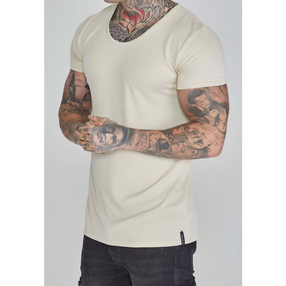Sik Silk Muscle Fit T-Shirt Ecru  