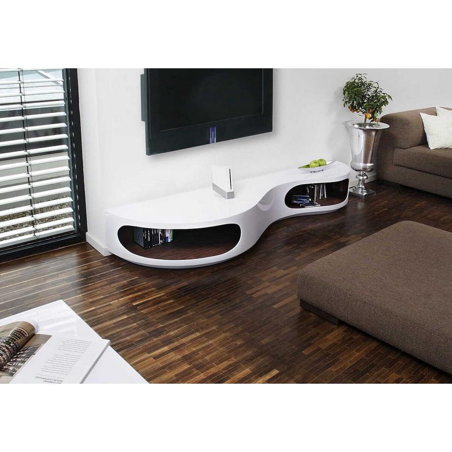 mutoni Lowboard 200x50x30cm weiss-Walnuss  