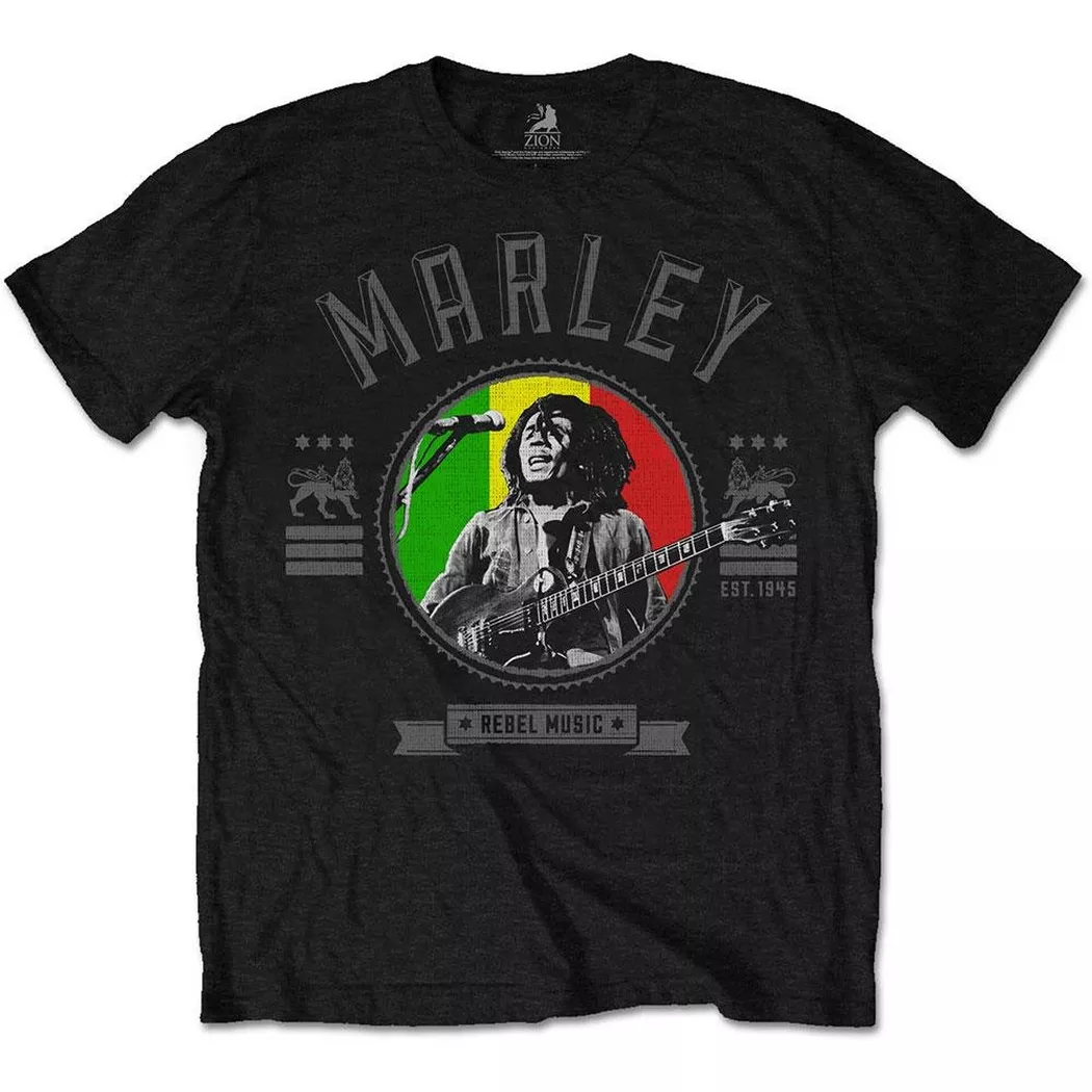 Bob Marley - Rebel Music Seal TShirt, per donna, Nero, Größe S