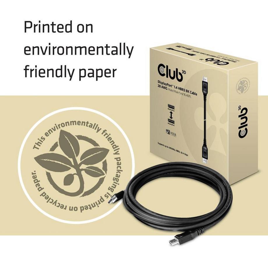 Club3D  club3D Câble Club 3D DisplayPort 1.4 HBR3 8K mâle/mâle 5 mètres 