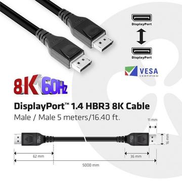 club3D Club 3D DisplayPort 1.4 HBR3 8K Kabel SteckerStecker 5 meter