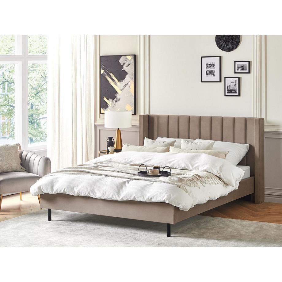 Beliani Letto con rete a doghe en Velluto Moderno VILLETTE  
