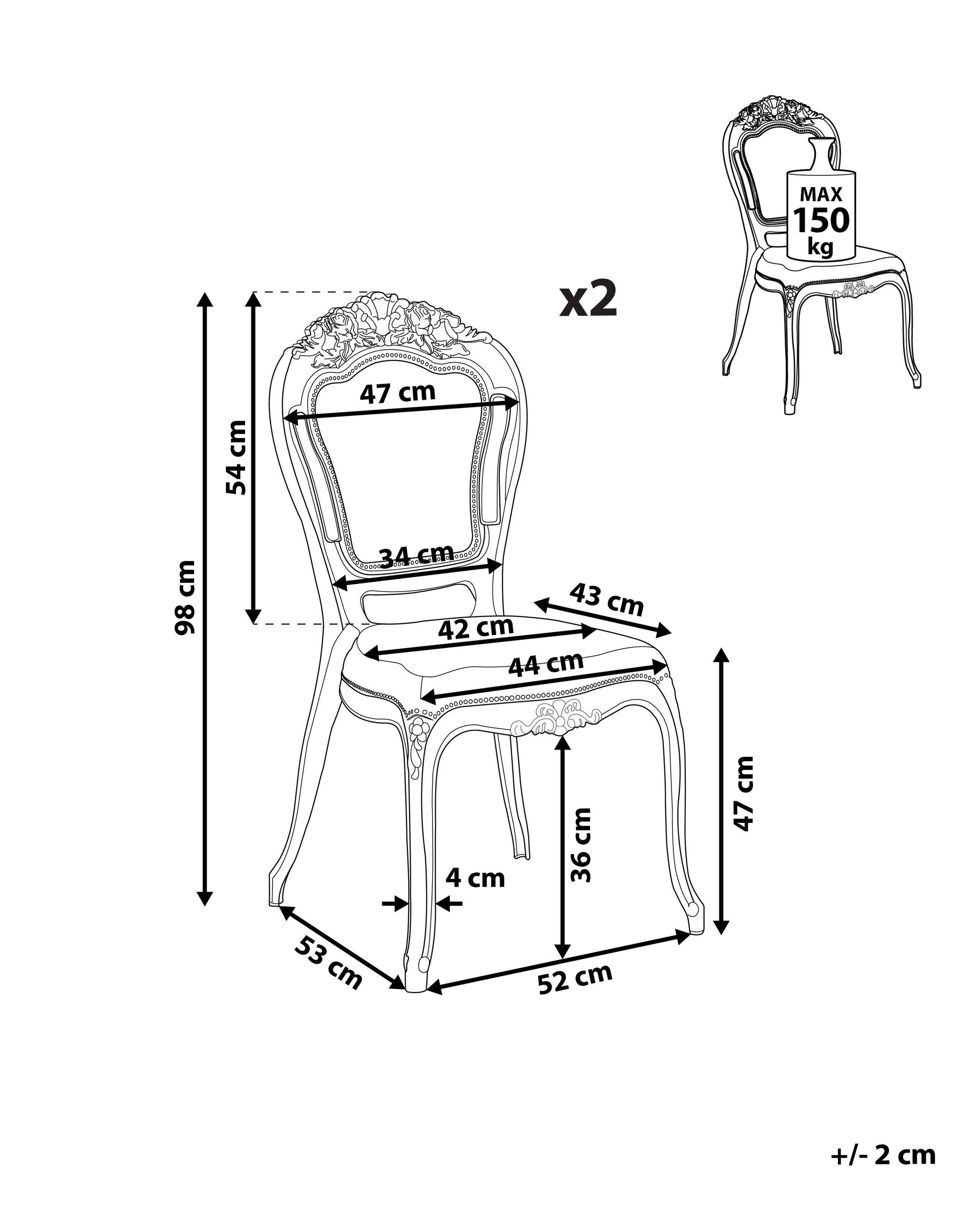 Beliani Esszimmerstuhl 2er Set aus Polycarbonat Glamourös VERMONT  