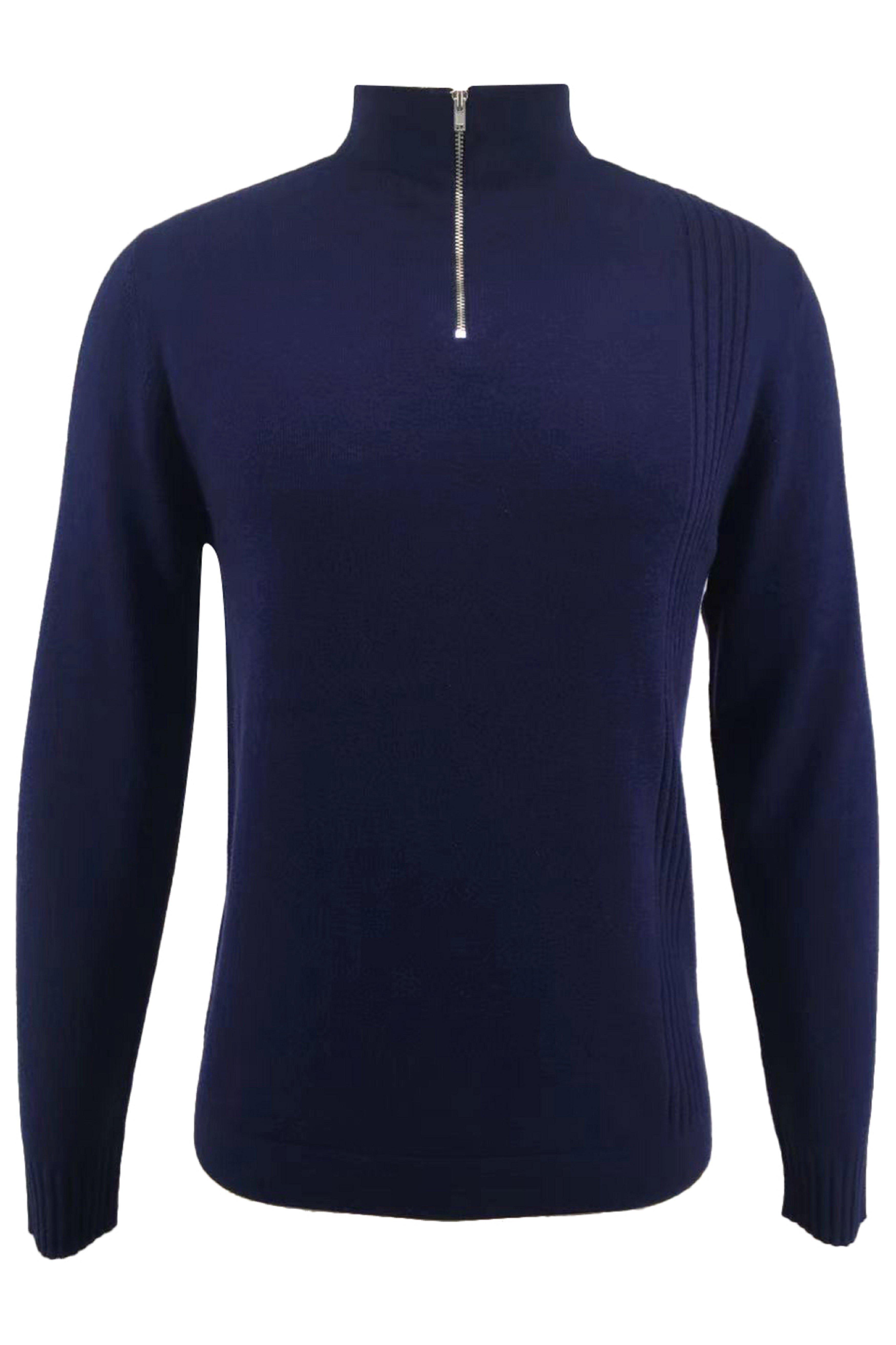 Image of Merino-pullover Mit Halbem Reißverschluss Für Herren Herren Blau L