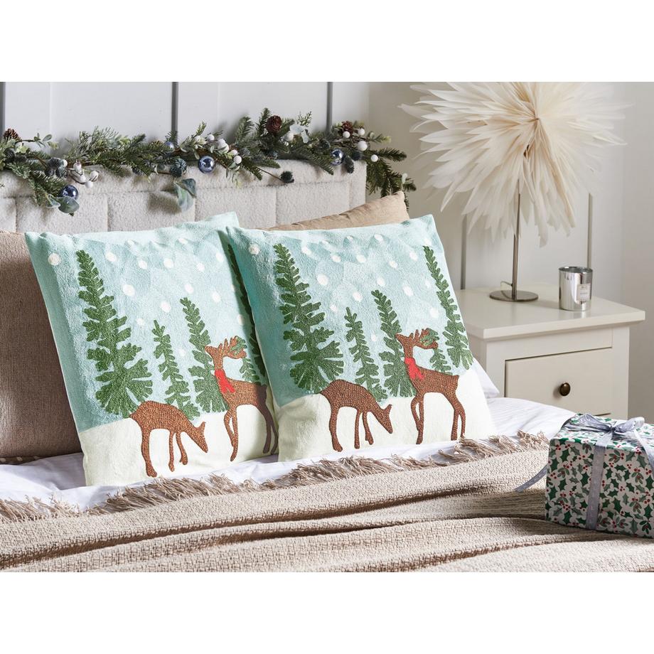 Beliani Dekokissen 2er Set aus Baumwolle  PEPPERMINT  