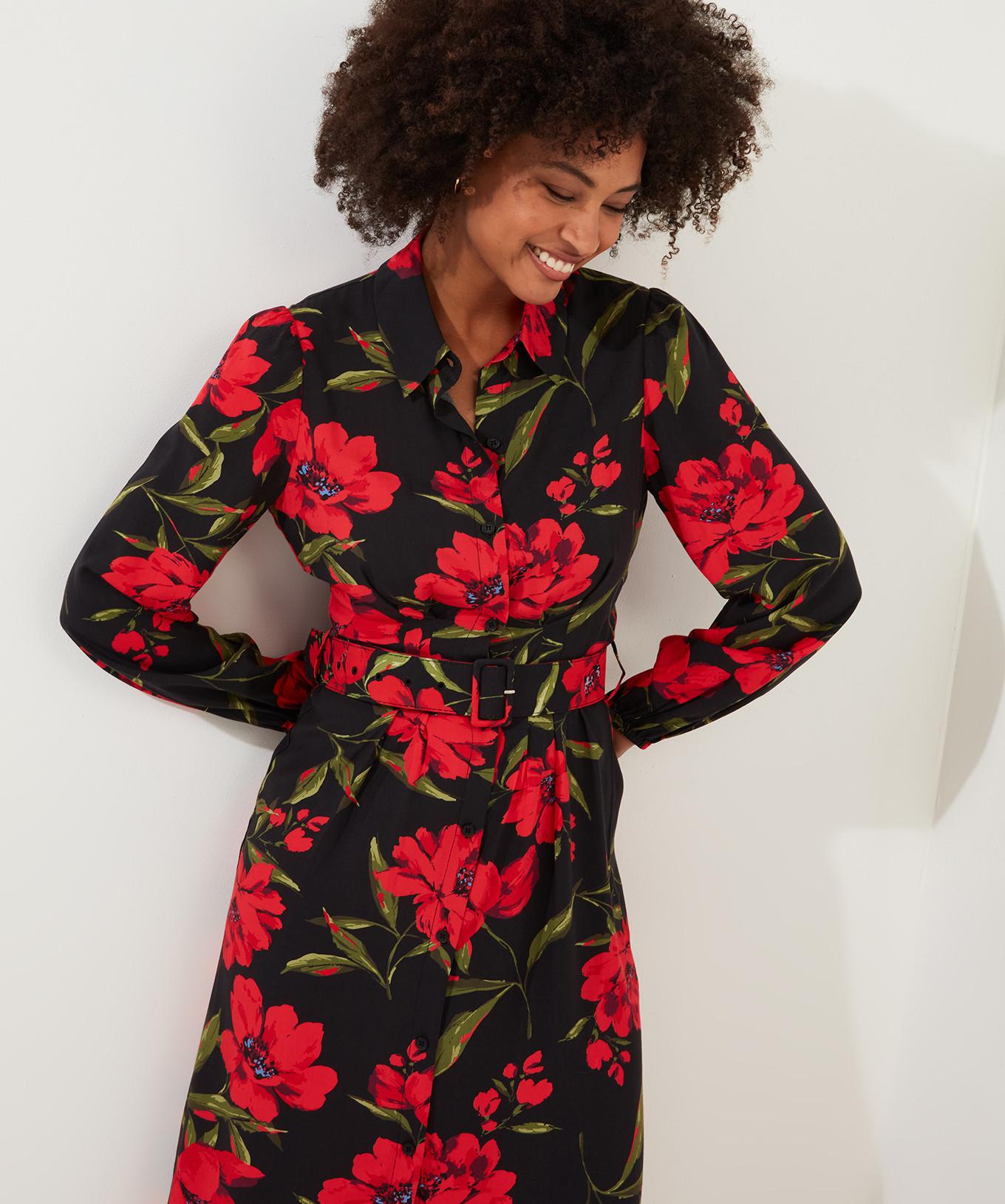 Joe Browns  Robe Chemisier Midi Imprimé Roses 