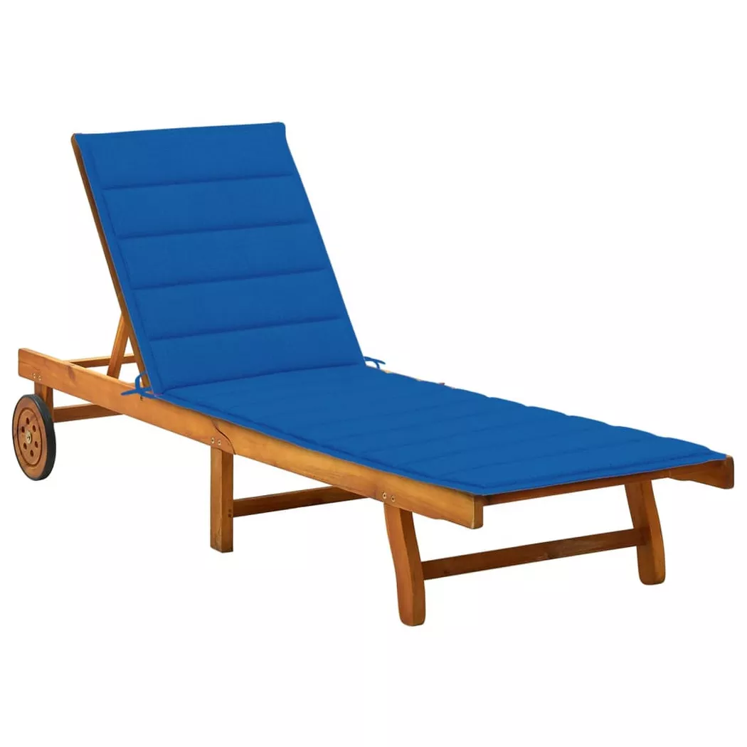VidaXL - lettino prendisole pieghevole Legno di acacia, One Size, Blu