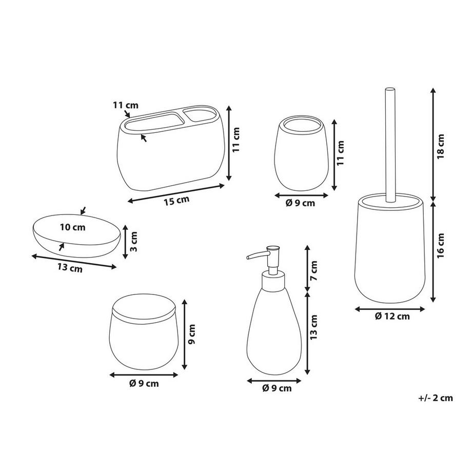 Beliani Set da 6 accessori per il bagno en Ceramica Moderno ANTUCO  