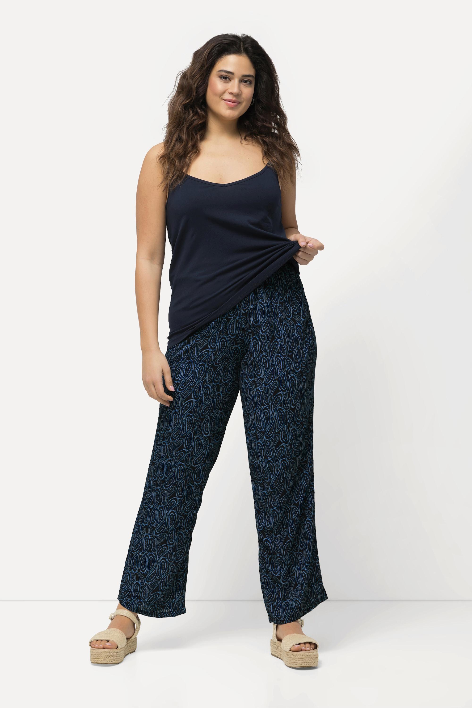 Ulla Popken  Pantalon à enfiler Rose à motif et taille élastique 