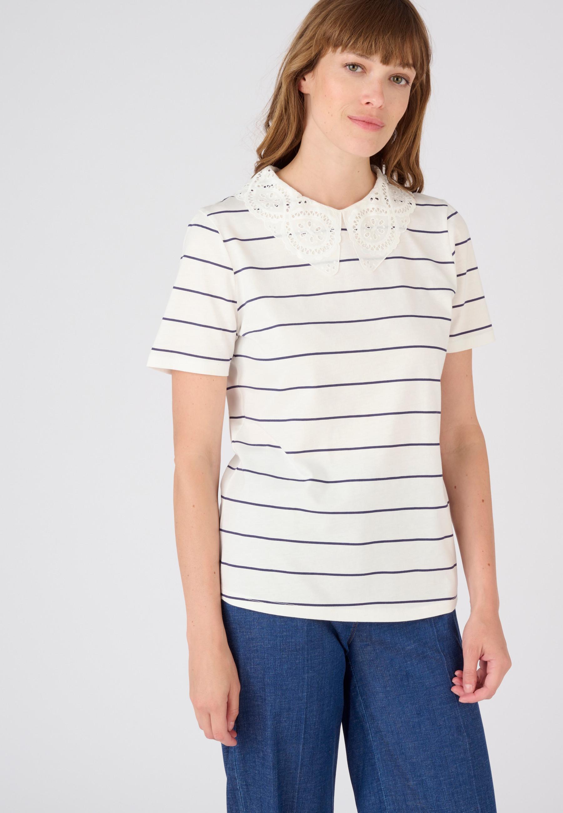 Image of T-shirt Mit Lochstickerei Am Ausschnitt. Damen Weiss 42/44