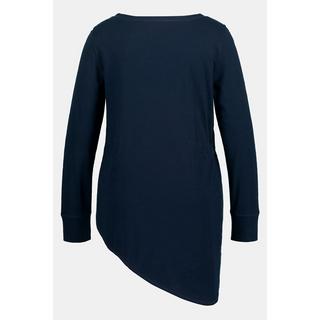 Ulla Popken  Shirt, Zipfelsaum, Rundhals, Langarm, Biobaumwolle 