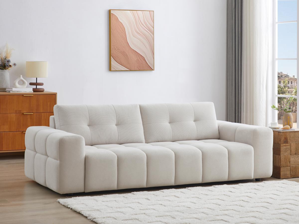 Vente-unique Sofa 3-Sitzer - Strukturstoff - Beige - SOPELANA  