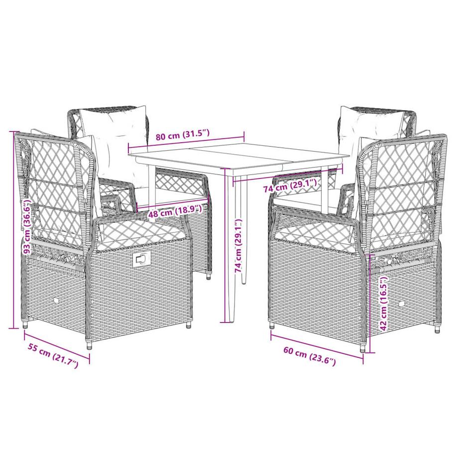 VidaXL set da pranzo da giardino Polirattan  