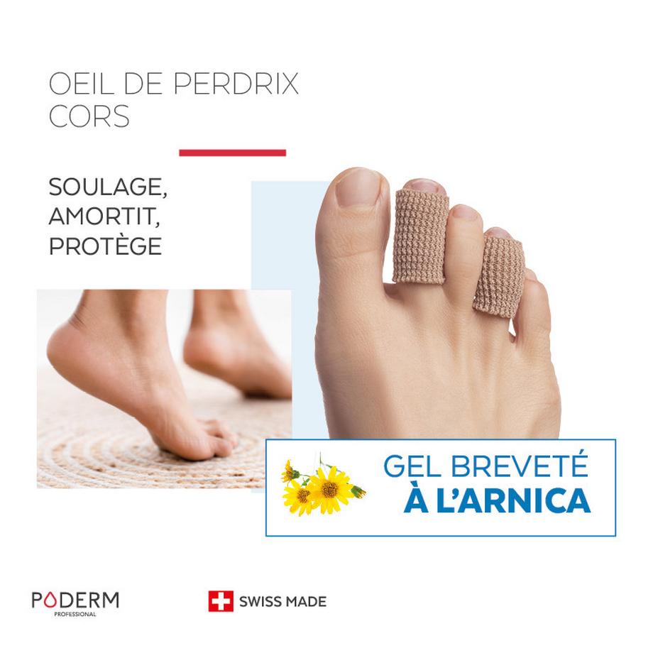 PODERM  Cors et Oeil de Perdrix Protection X2 - Taille S - Recommandé par les Podologues - 100% Naturel & Vegan - Swiss Made 