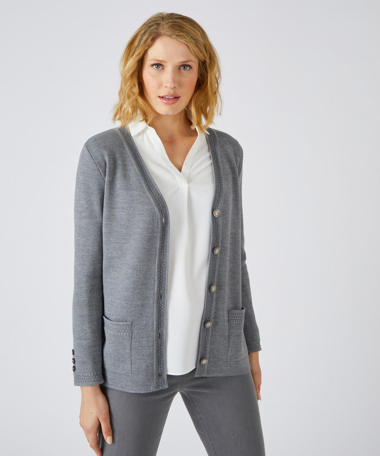 Image of Jacke Aus Milanostrick, 50 % Merinowolle. Unisex Grau 34-36