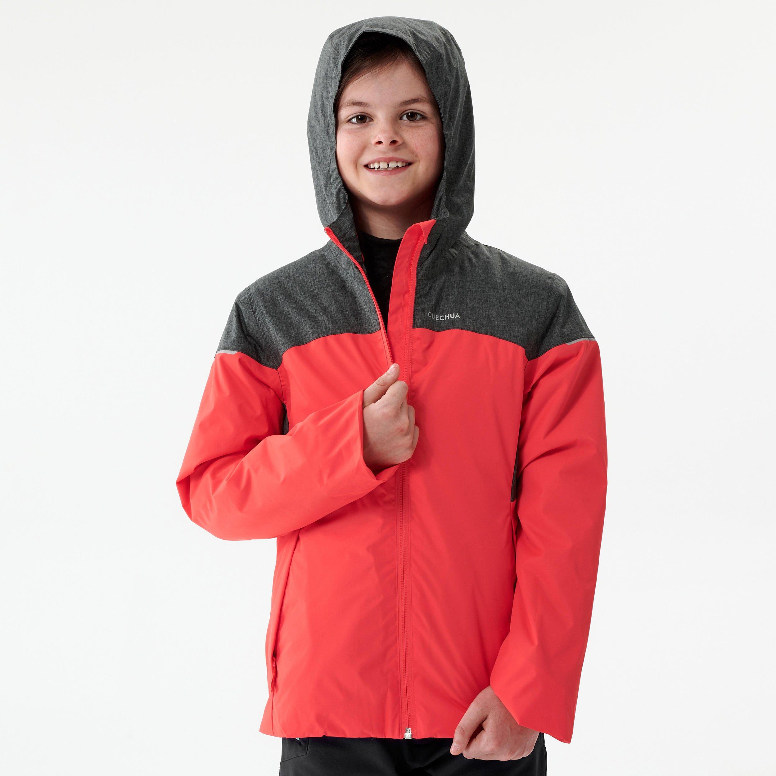 Image of Winterjacke Kinder Bis -3°c Wasserdicht Winterwandern - Sh100 X-warm Unisex Dunkelrosa 149-159CM