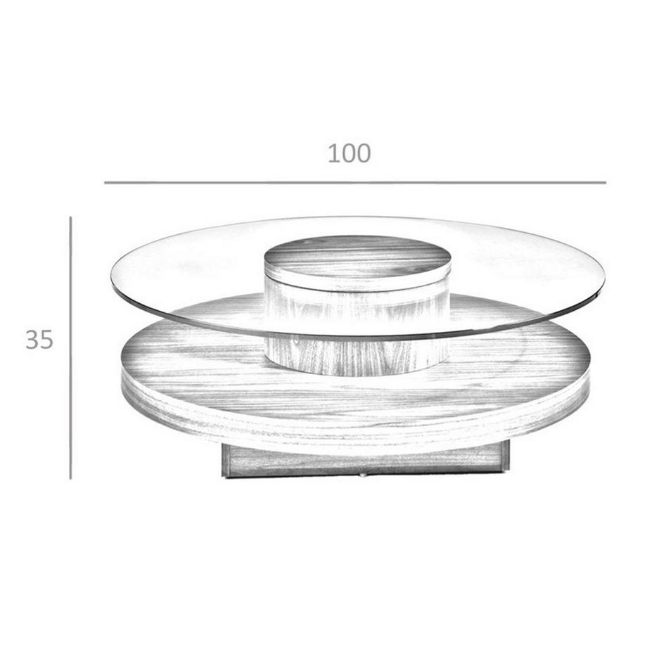 ANGEL CERDA Tavolino rotondo in vetro temperato e noce  