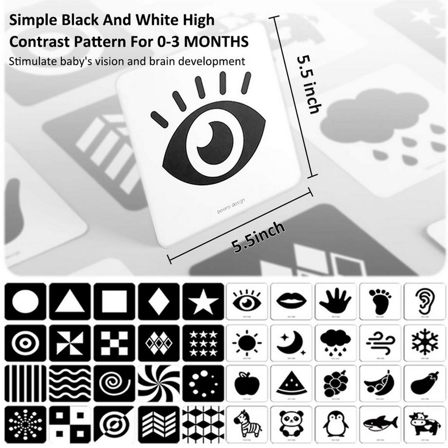 Activity-board  High Contrast Baby Flashcard, bunte visuelle Stimulation Lernaktivität Karte für Babys 