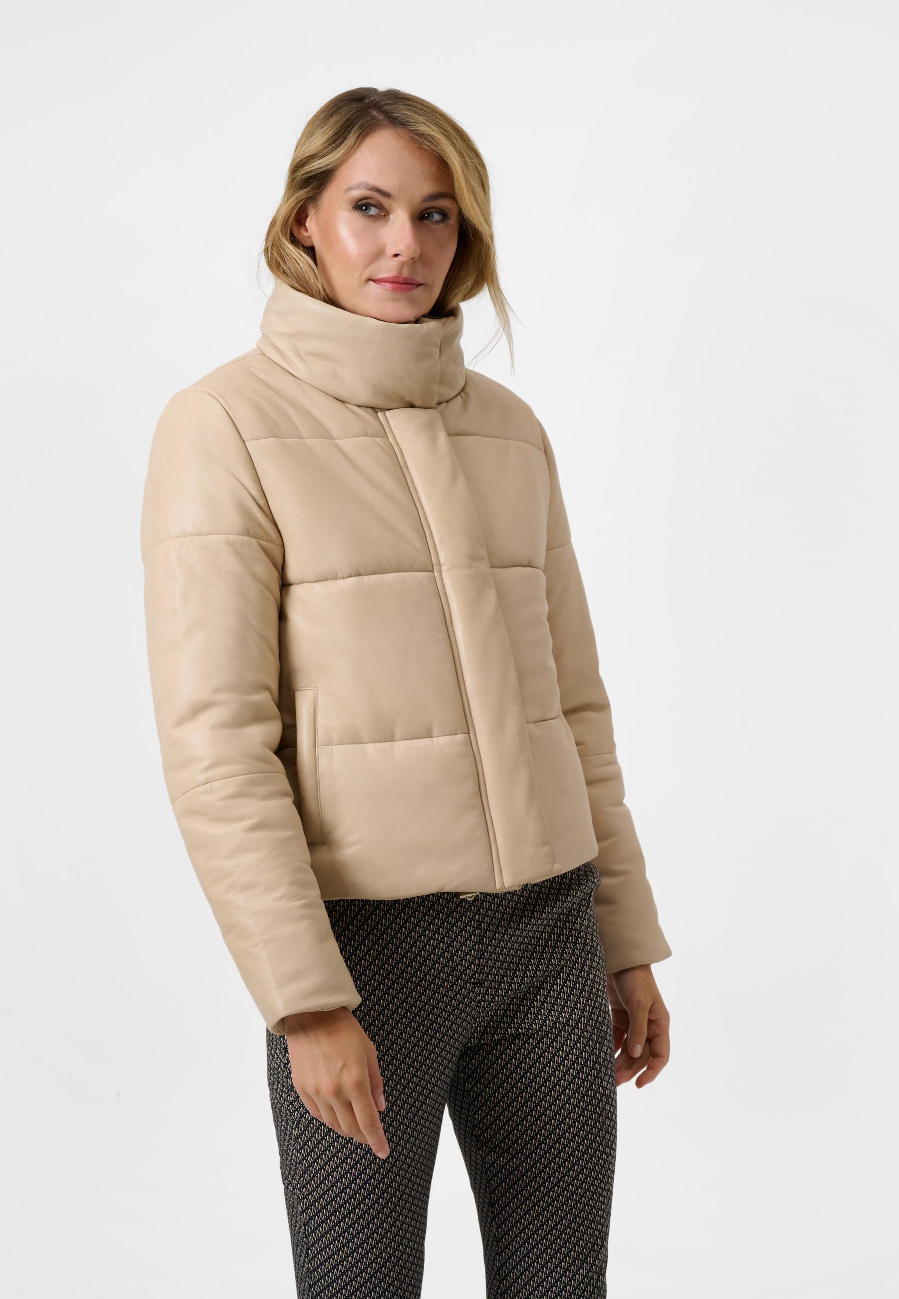 RICANO  Blouson en cuir s Filia, blouson matelassé avec col en tricot 