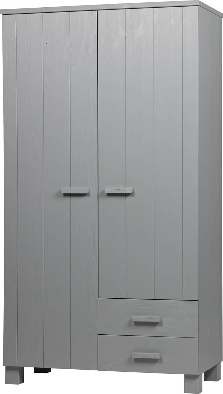 mutoni Armoire Dennis avec tiroirs en pin gris béton  