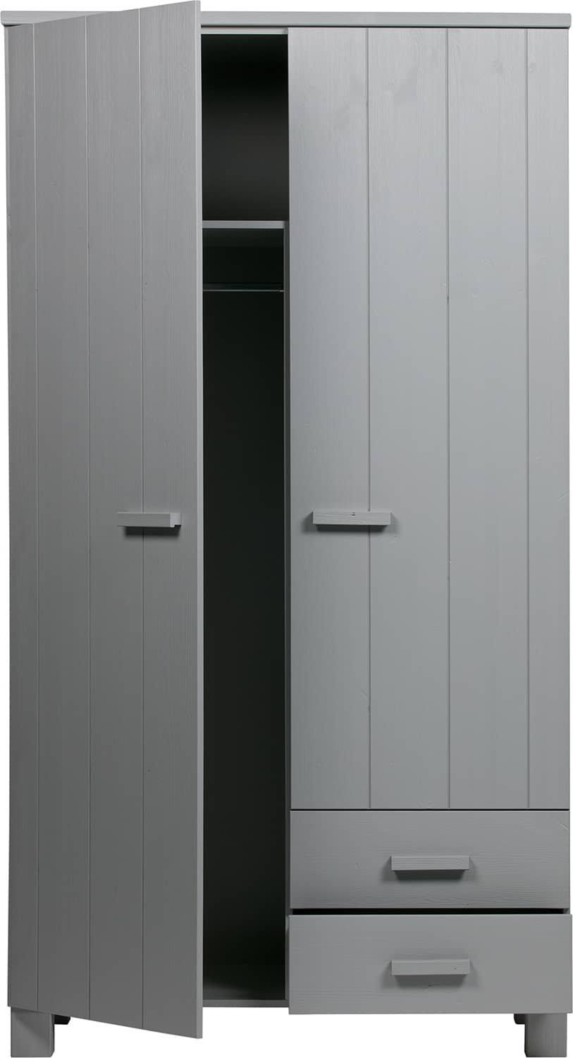 mutoni Armoire Dennis avec tiroirs en pin gris béton  