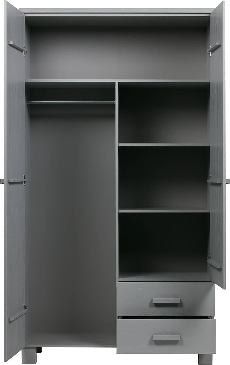 mutoni Armoire Dennis avec tiroirs en pin gris béton  