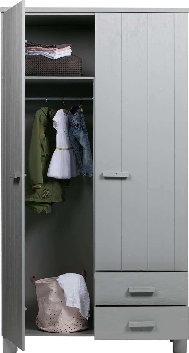 mutoni Armoire Dennis avec tiroirs en pin gris béton  