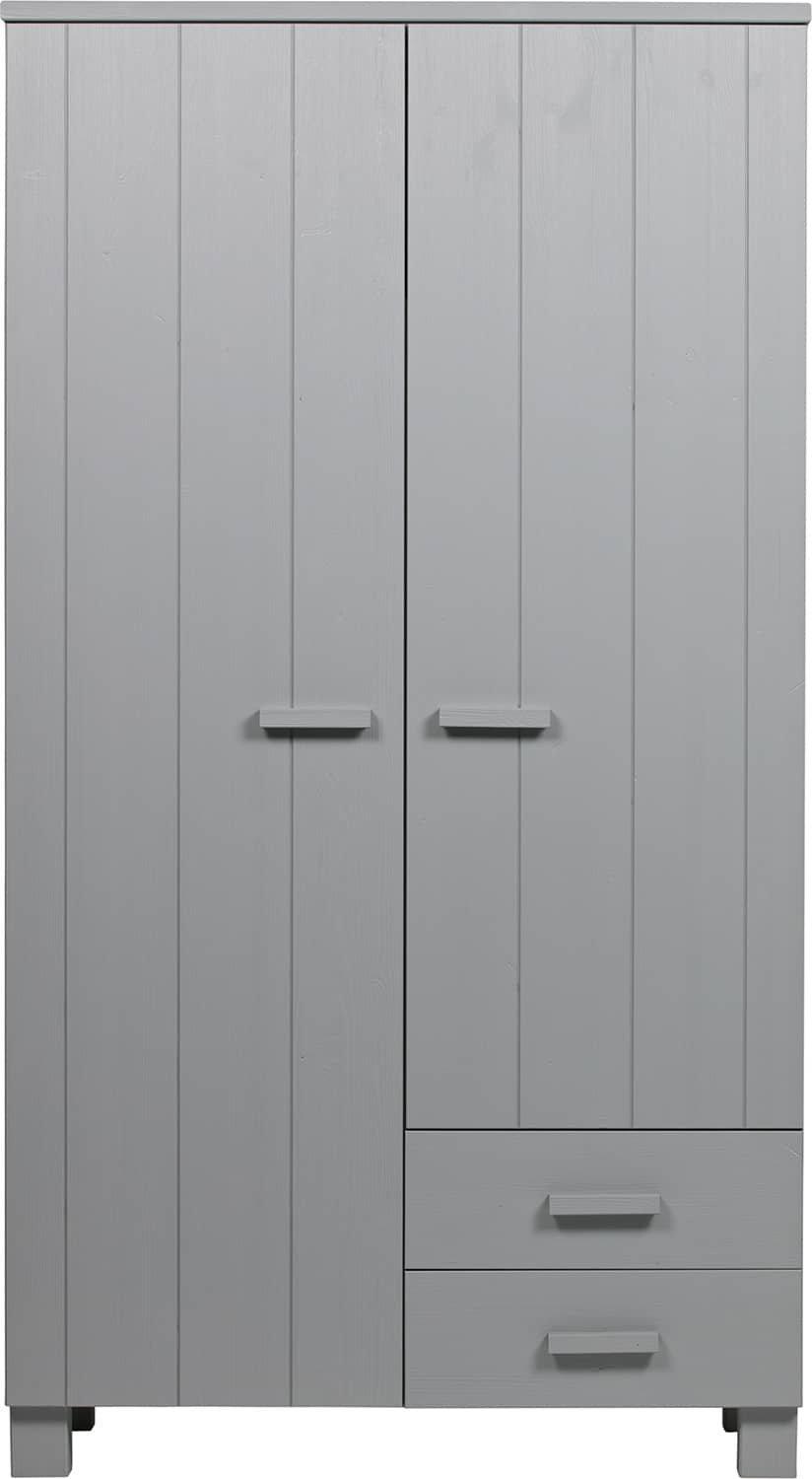 mutoni Armoire Dennis avec tiroirs en pin gris béton  