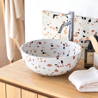 Tikamoon Lavabo circolare in battuto di terrazzo premium brown Elea  