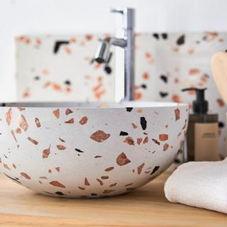 Tikamoon Lavabo circolare in battuto di terrazzo premium brown Elea  