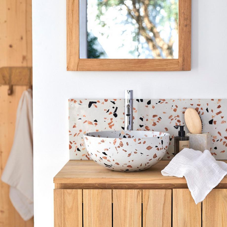 Tikamoon Lavabo tondo in battuto di terrazzo premium brown Elea  