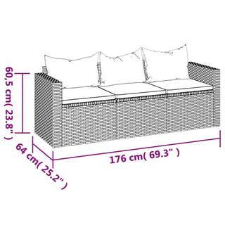 VidaXL Canapé de jardin 3 places rotin synthétique  