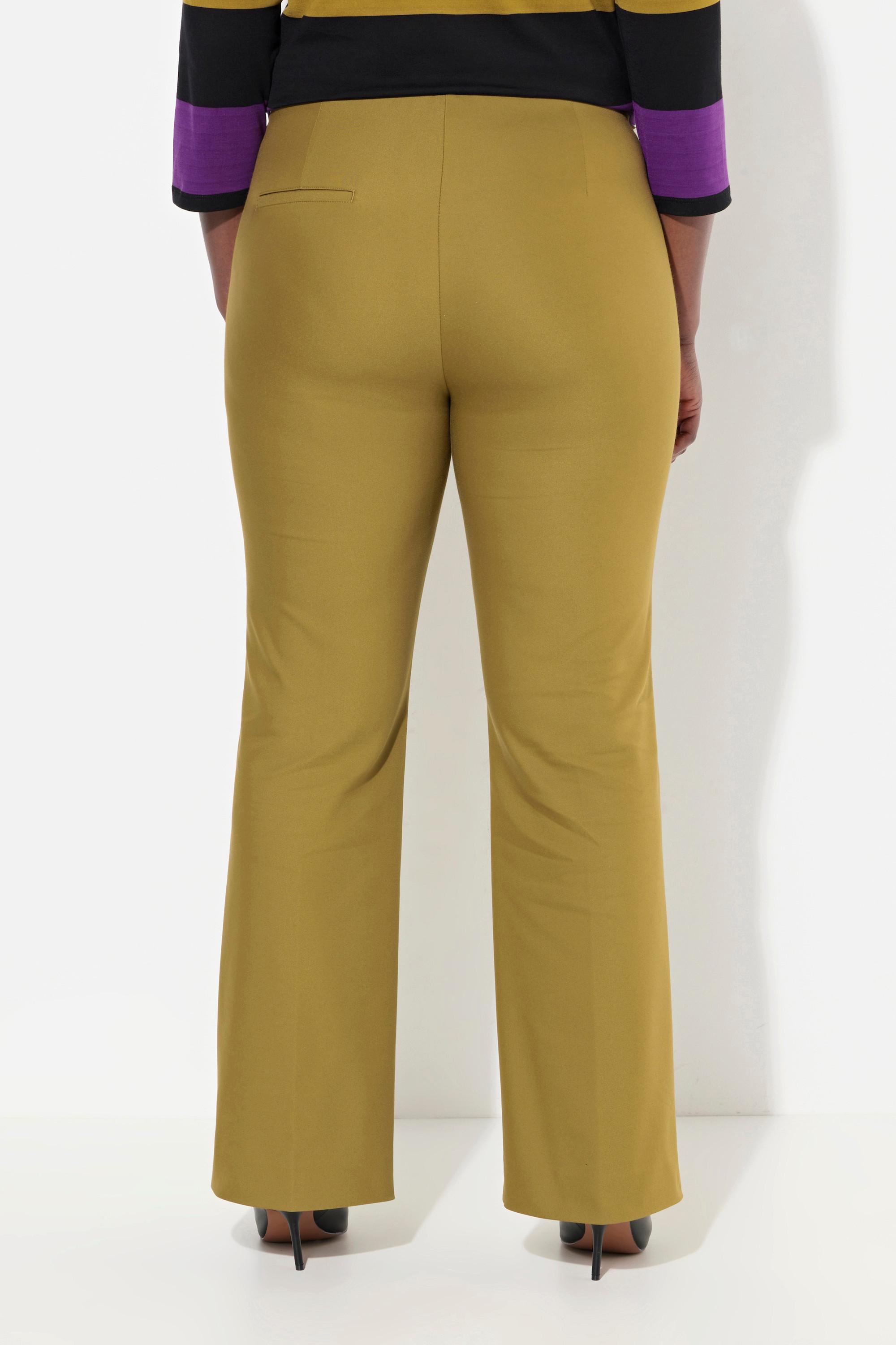 Ulla Popken  Pantaloni modello Rose con taglio della gamba dritto in tessuto elasticizzato con cintura comoda 