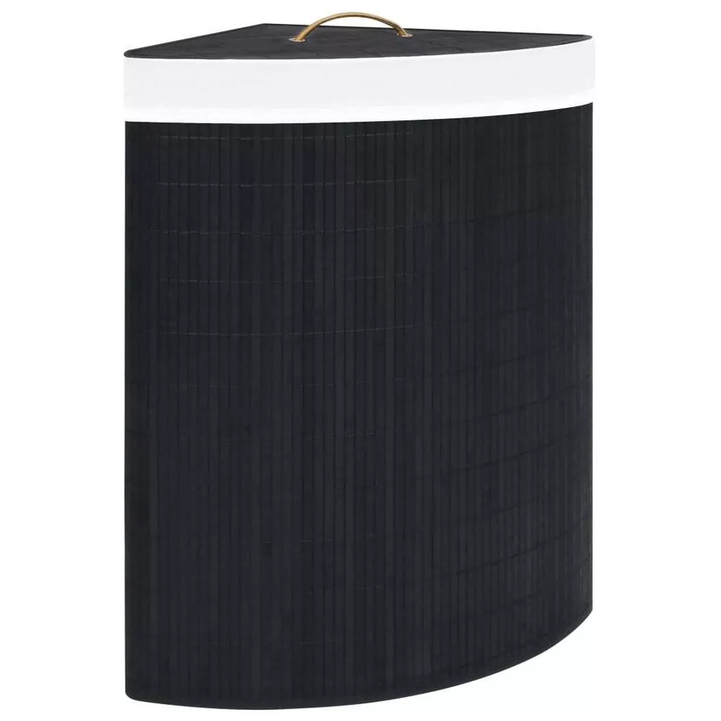 VidaXL - Panier à linge d'angle bambou, Noir