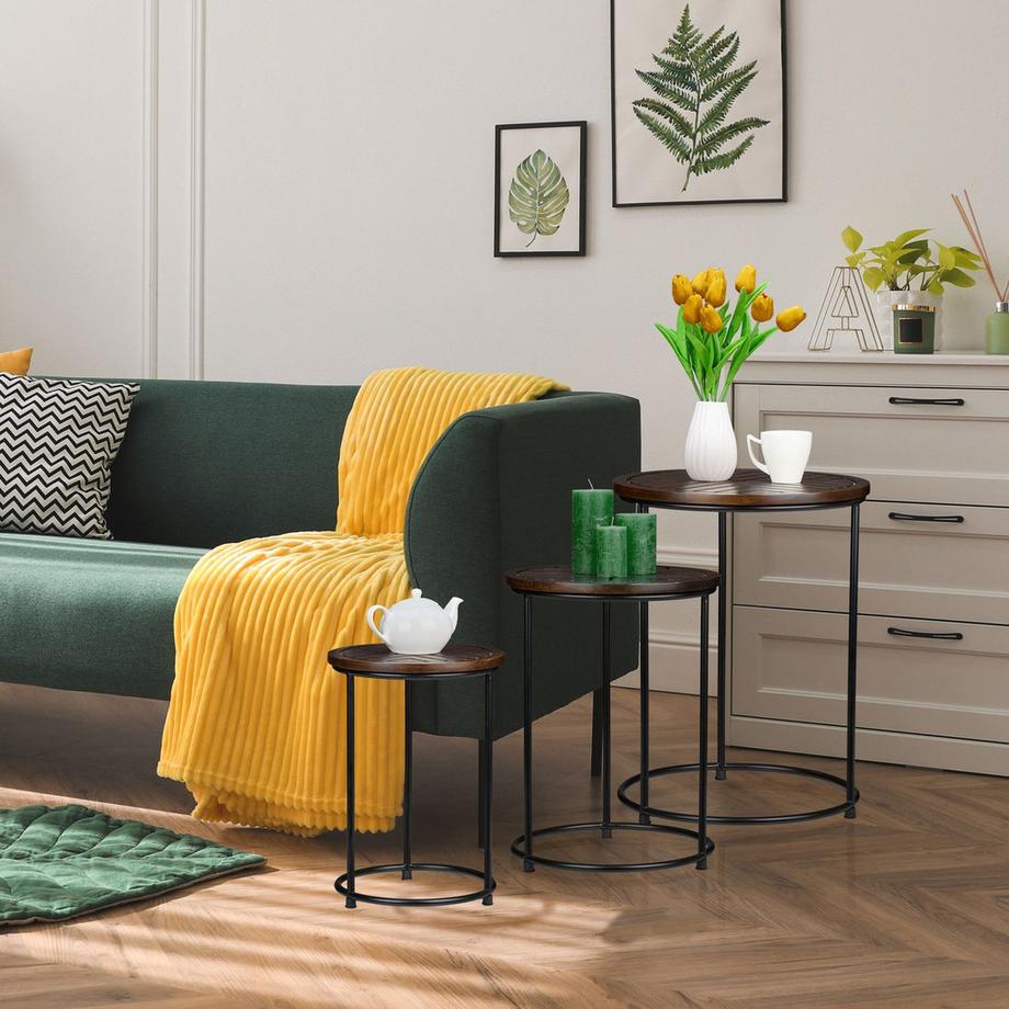 B2X Ensemble de table 3 pièces en bois de manguier  