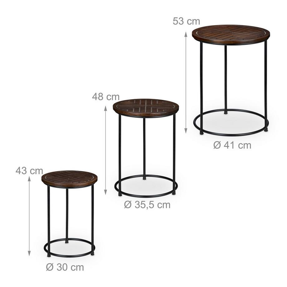 B2X Ensemble de table 3 pièces en bois de manguier  
