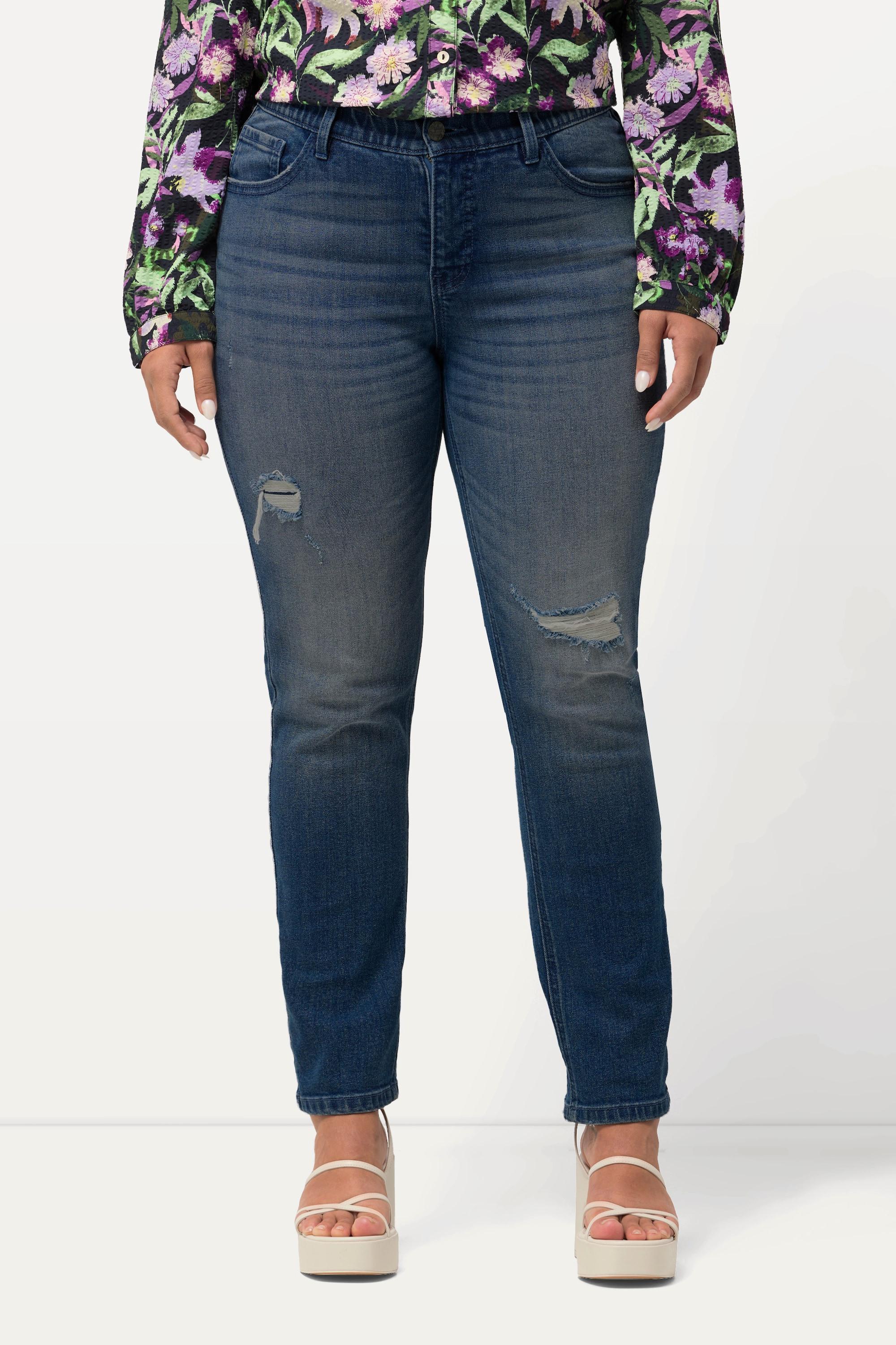 Ulla Popken  Jeans modello Sammy con gamba aderente ed effetto sdrucito 